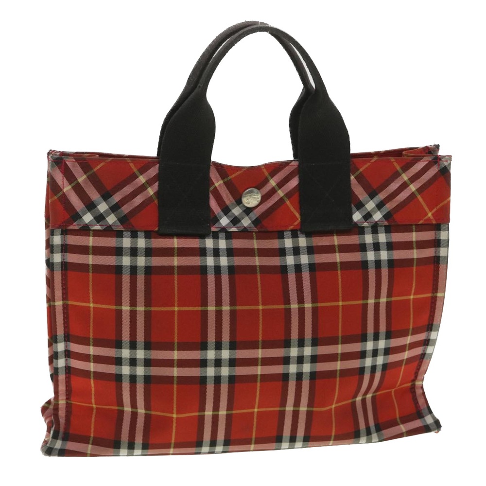 BURBERRY Nova Check Hand Bag Nylon Red Auth 37309 - Picture 1 of 10